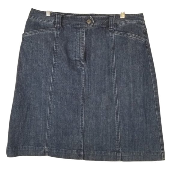Talbots Womens A Line Denim Jean Skirt Size 16 Midi Blue Stretch Retro Classic - Picture 1 of 11